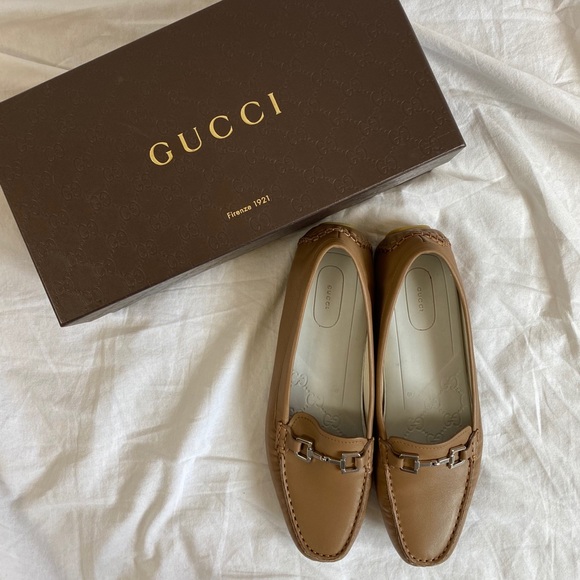 Gucci Shoes - Gucci Tan Leather Horsebit Loafers for Women